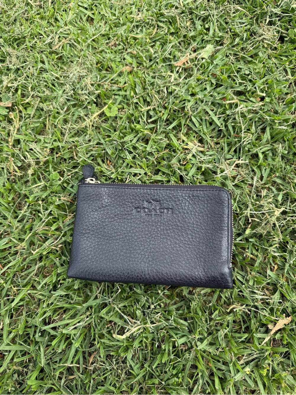 Coach Black Pebbled Leather Zip Wallet Pouch